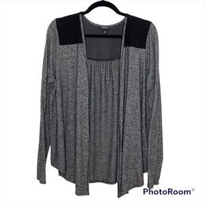 Torrid 0 Heathered Lightweight Shear Shoulders Open cardigan Size L or 12 EUC